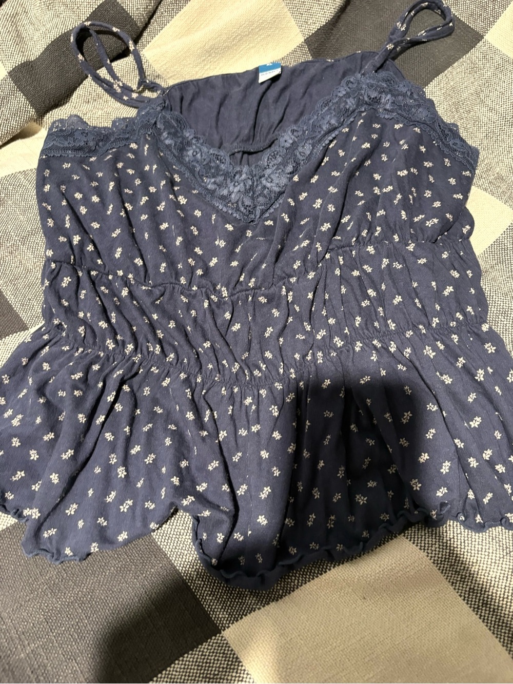 Old Navy Navy Floral Lace-Trim Spaghetti Strap Cami